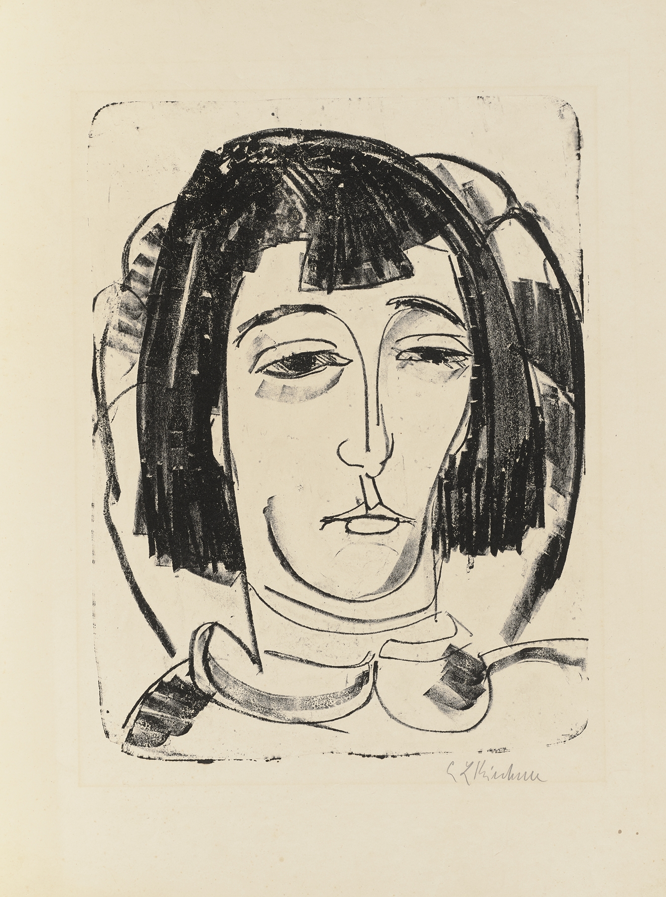 Kopf Erna mit kurzem Haar (1912)