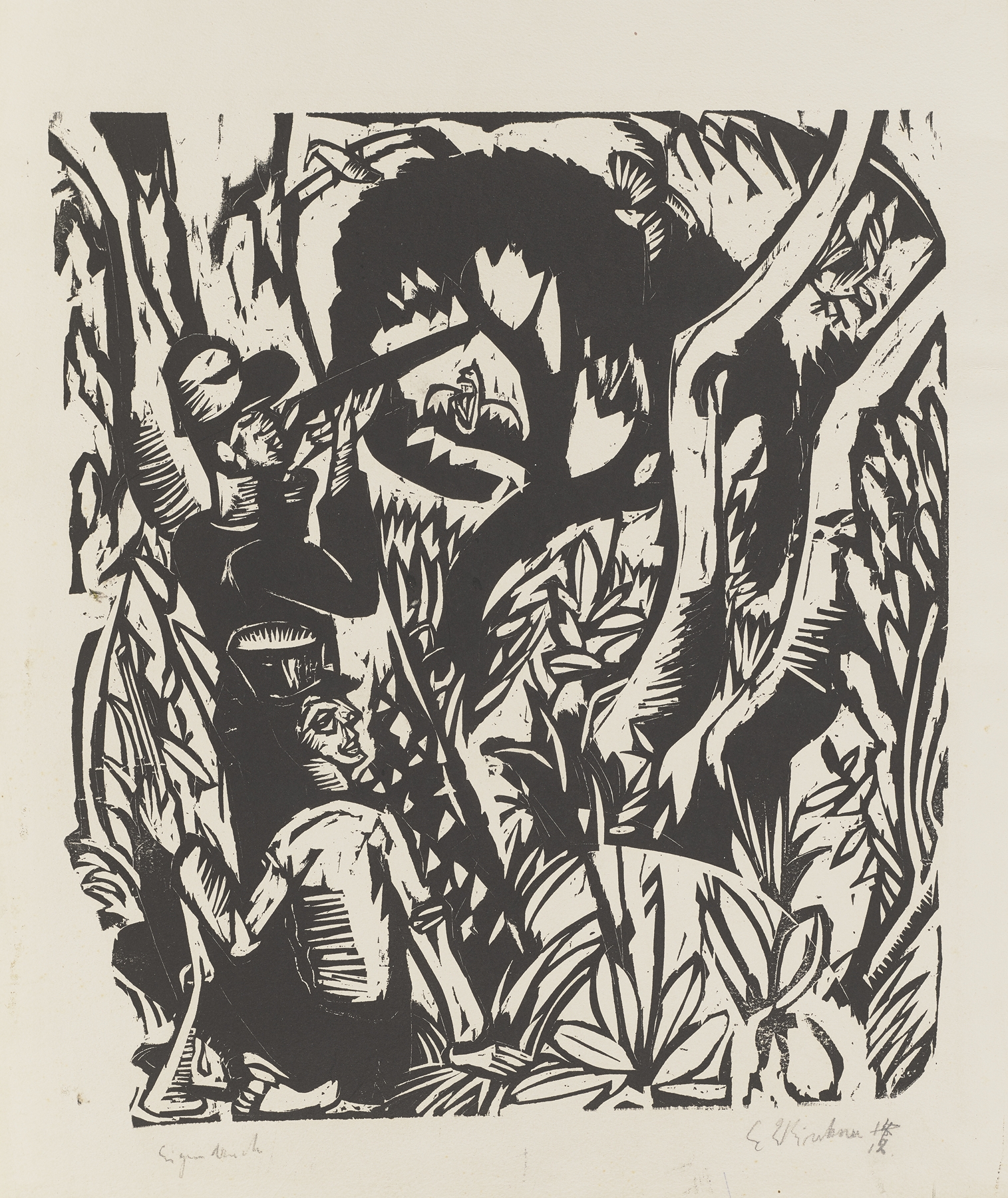 Taubenjäger im Gehölz, Fehmarn (1912)