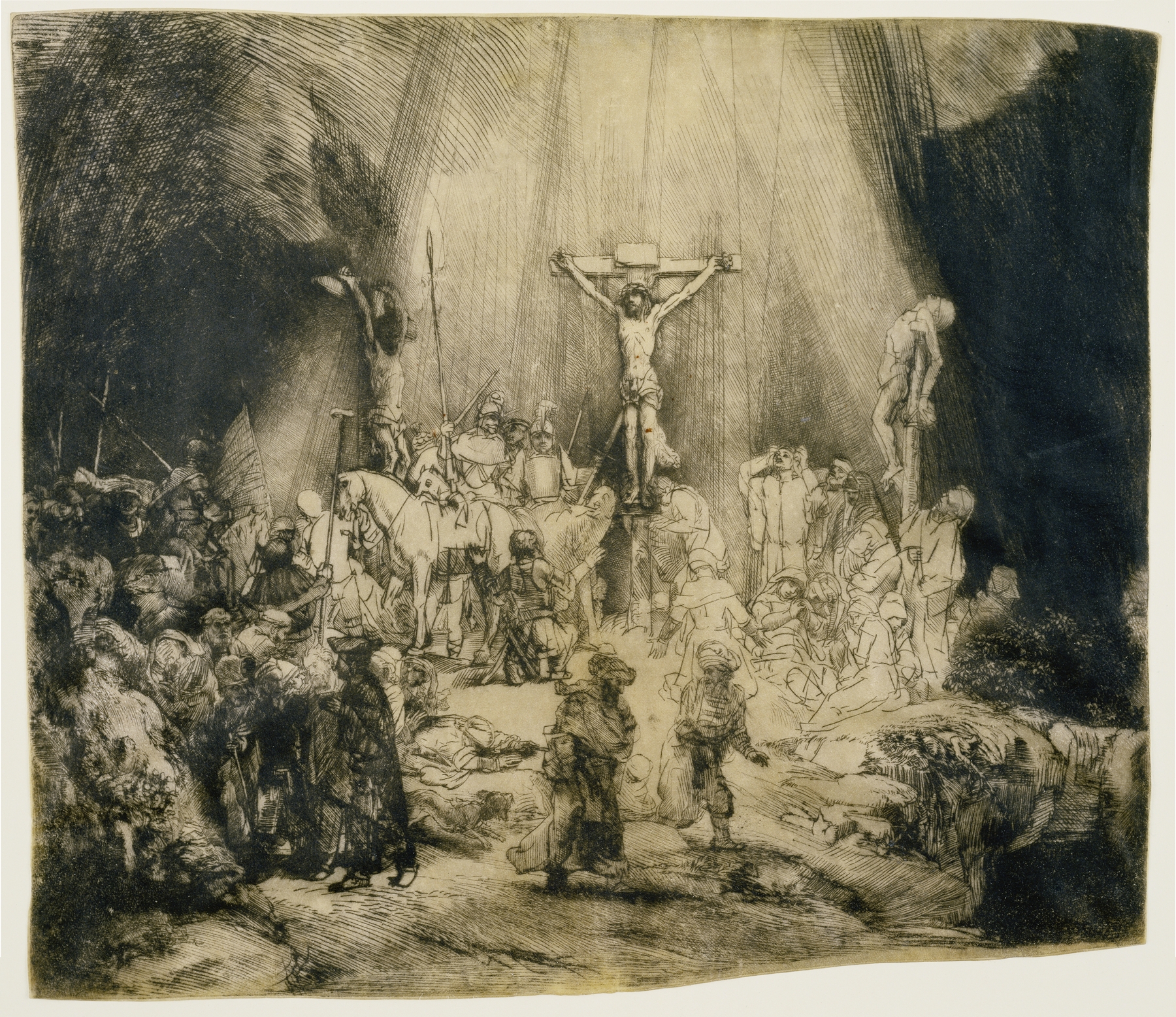 Christ crucified between the two thieves; ‘The three crosses’ (1653)