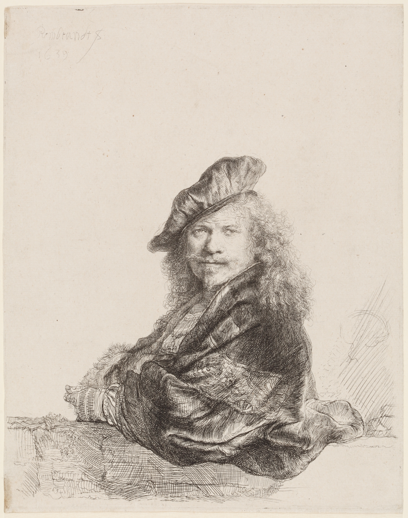 Self-Portrait leaning on a stone sill (1639)