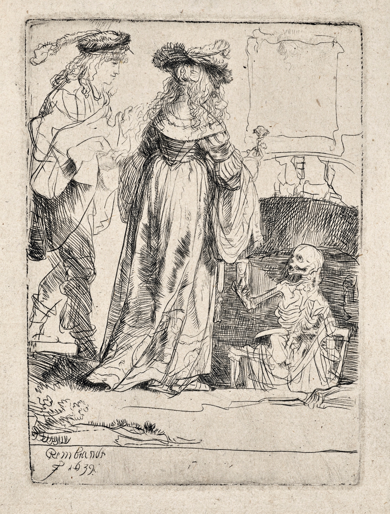 Death appearing to a Wedded Couple from an open Grave (1639)