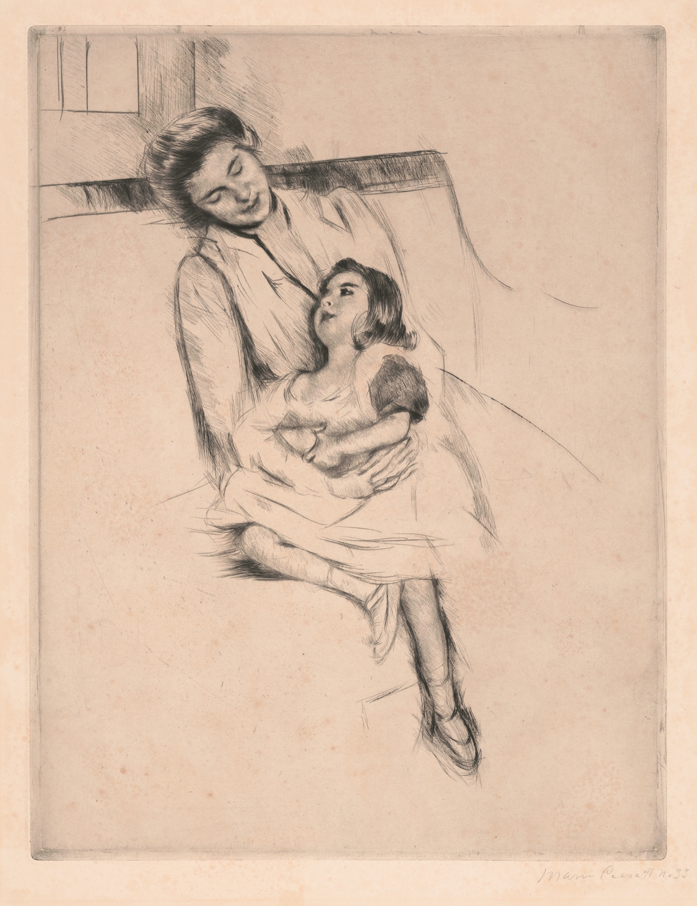 Jeannette and her mother seated on a sofa (1901)