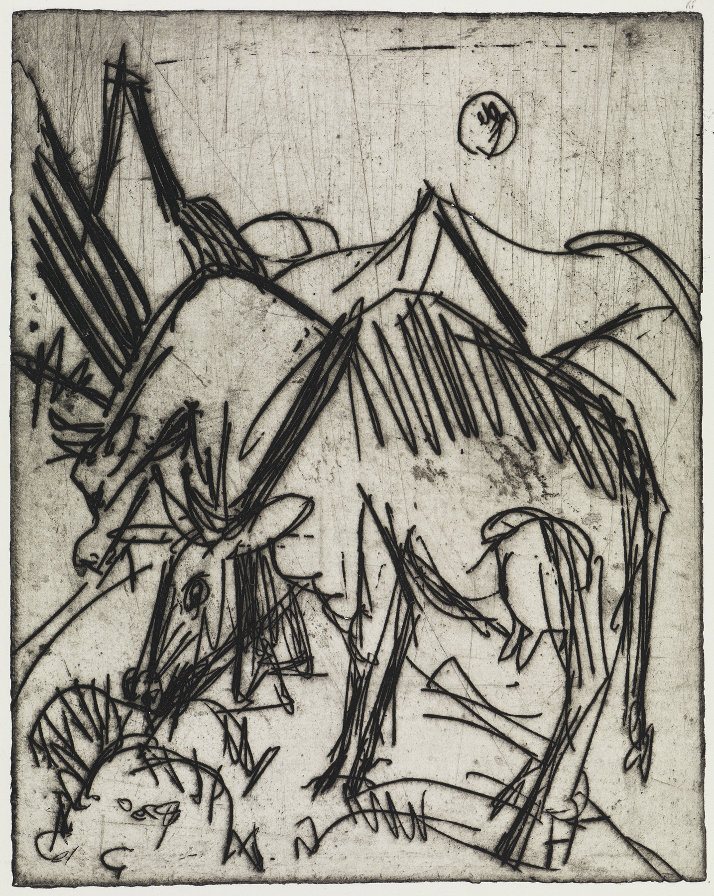 Im Mondschein weidende Kühe (1919)