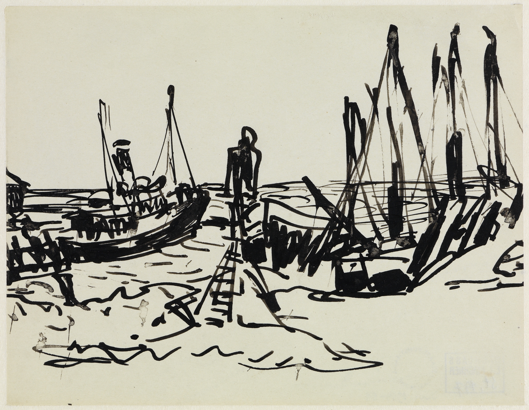 Küstendampfer und ankernde Boote (Fehmarn) (1908)