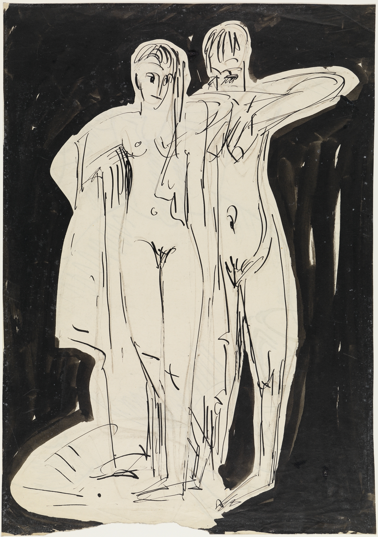 Zwei stehende Akte, sich abtrocknend (ca 1915)