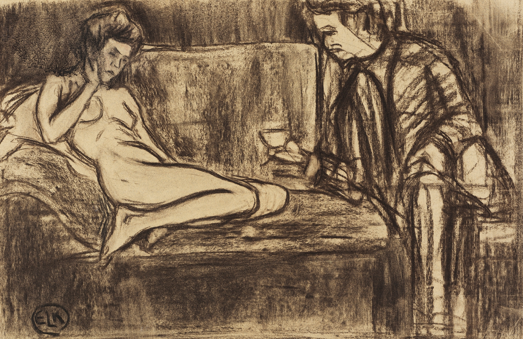 Nacktes Modell auf dem Sofa (1905)