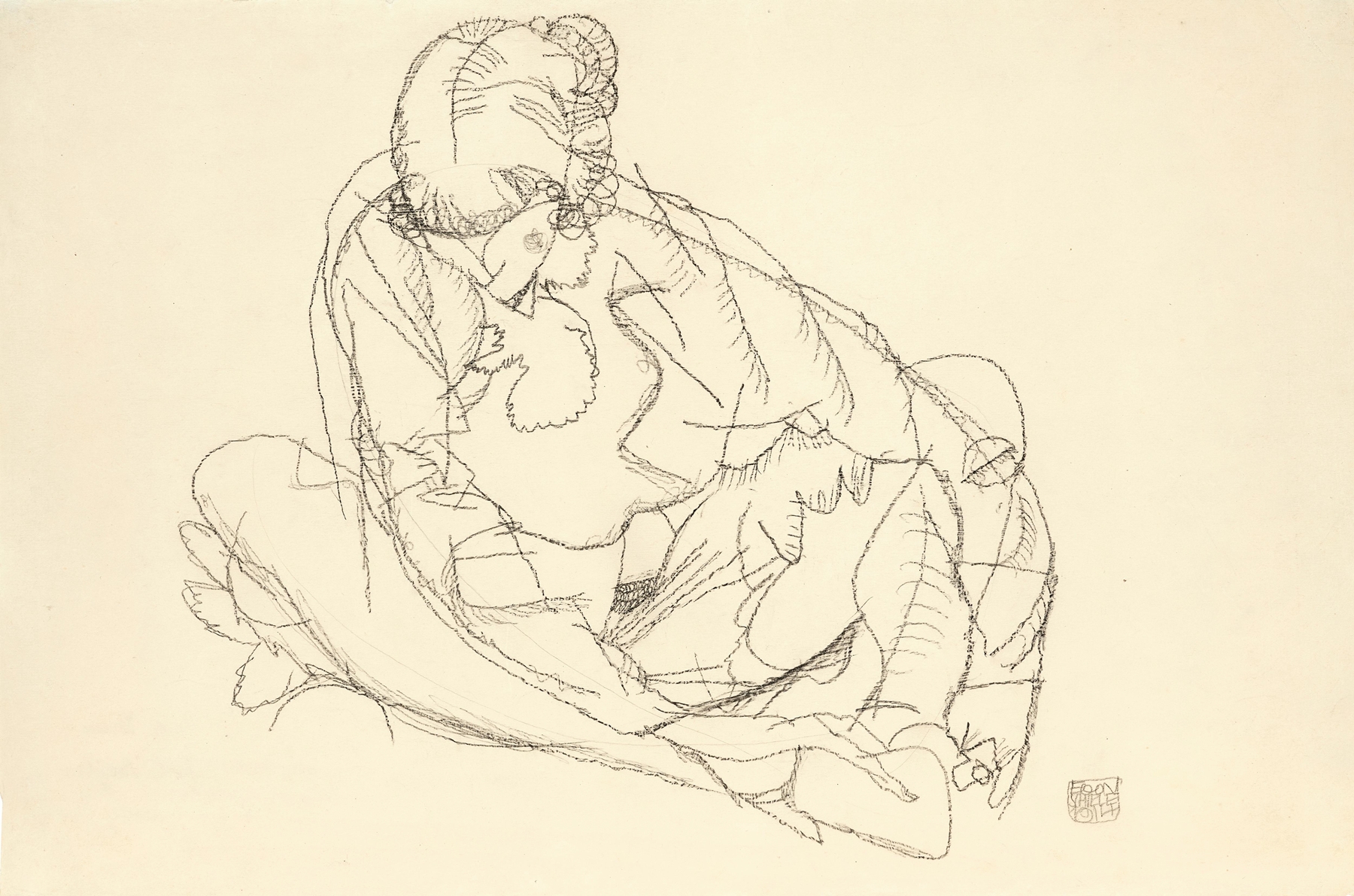 Sitzende mit gesenktem Kopf (Seated woman with bent head) (1914)