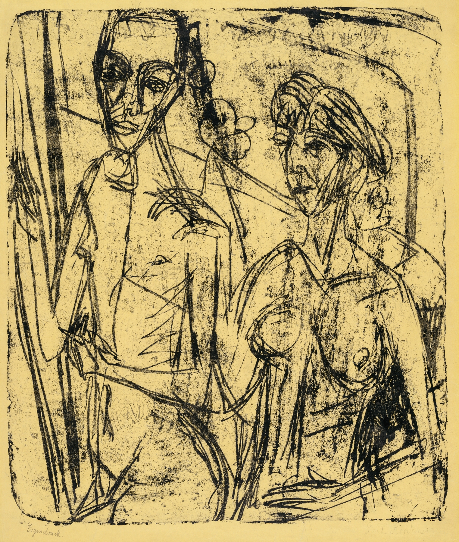 Couple in Room, Nude Man with Woman (1915–16)