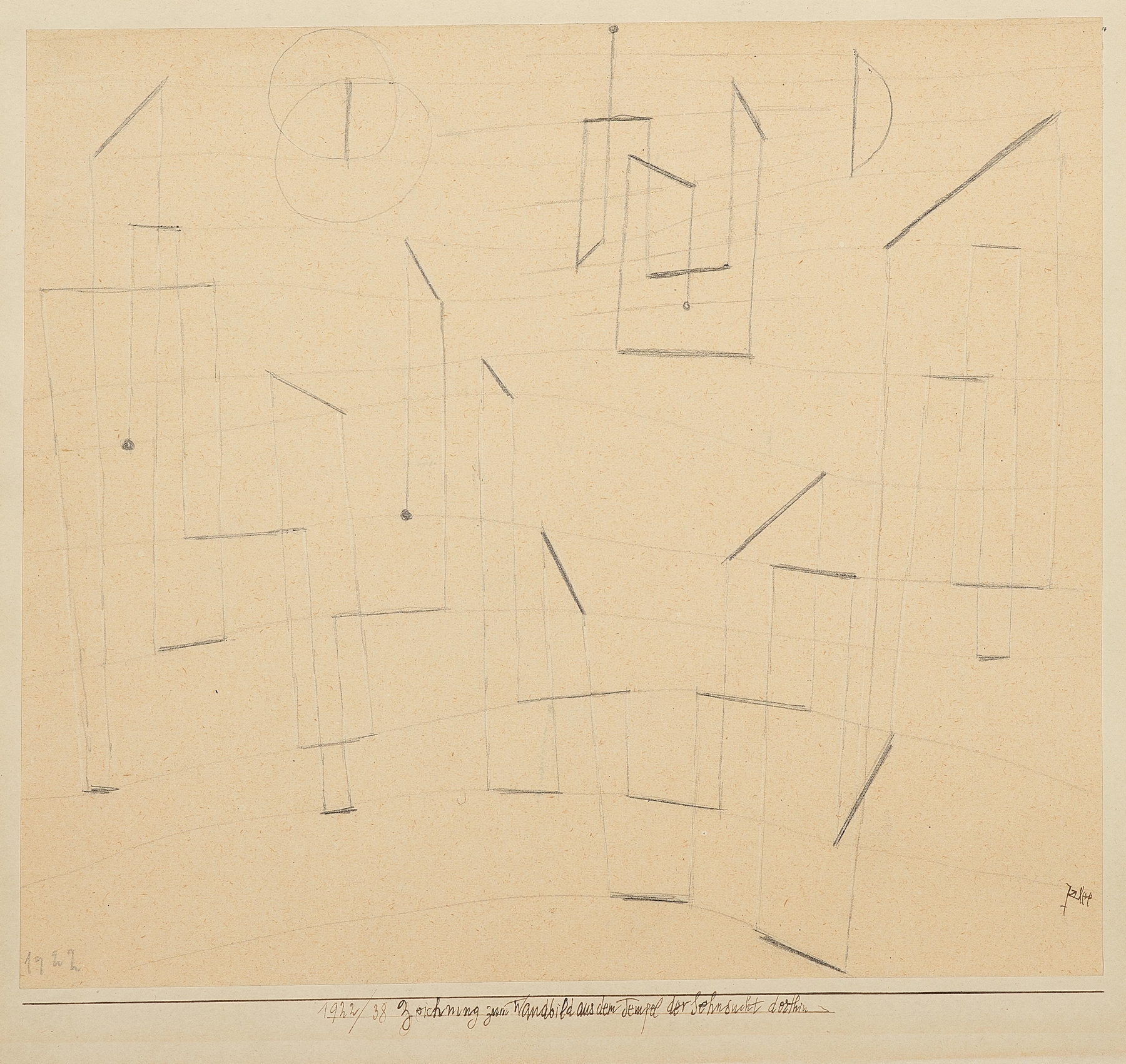 Zeichnung zum Wandbild aus dem Tempel der Sehnsucht dorthin (Drawing for Mural of the Temple of Desire thither) (1922)