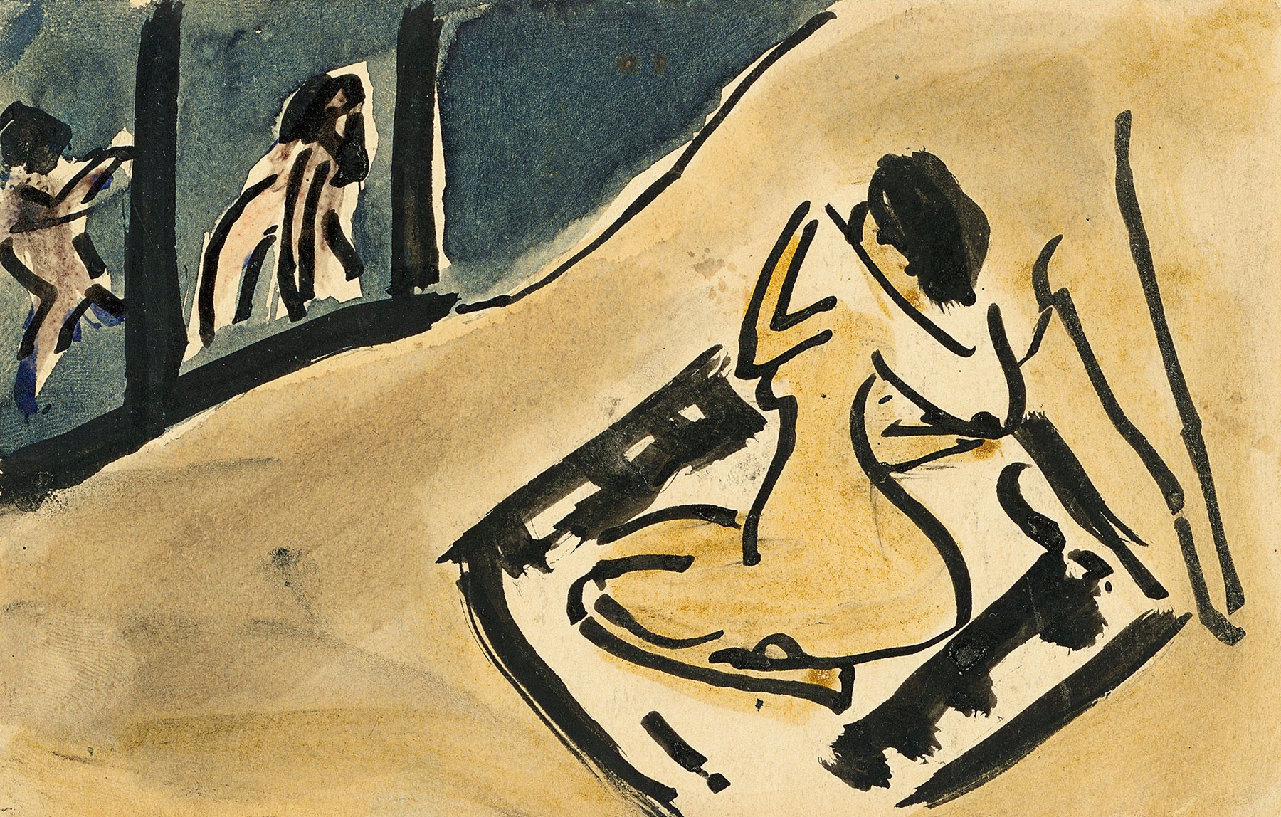 Badende, sich abtrocknend (1910)