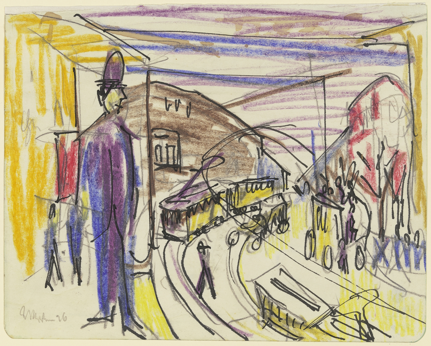 Großstadtstraße mit Trambahnen (1926)