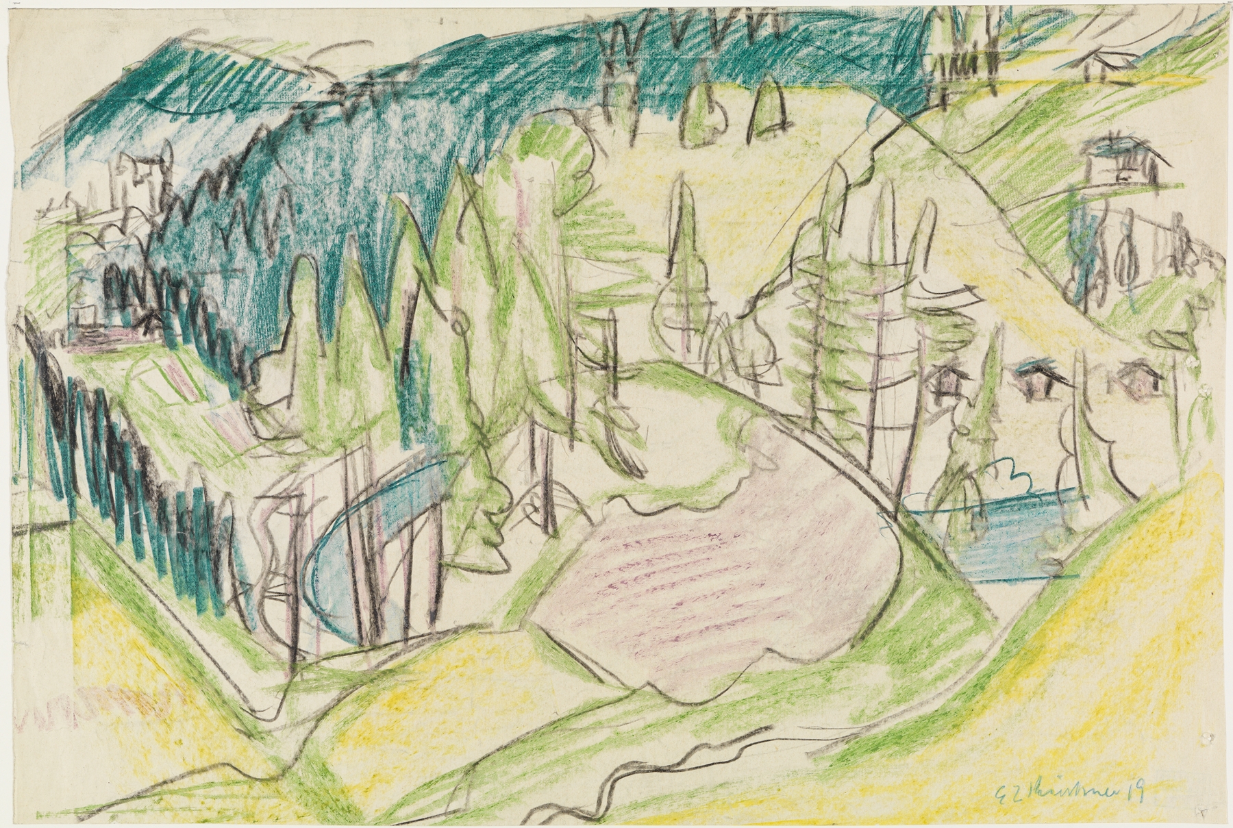 Berglandschaft mit Tannen (1919)