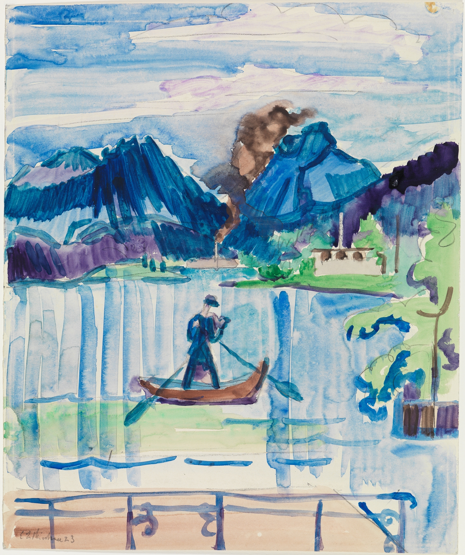 Bergsee mit Ruderer (ca 1934)
