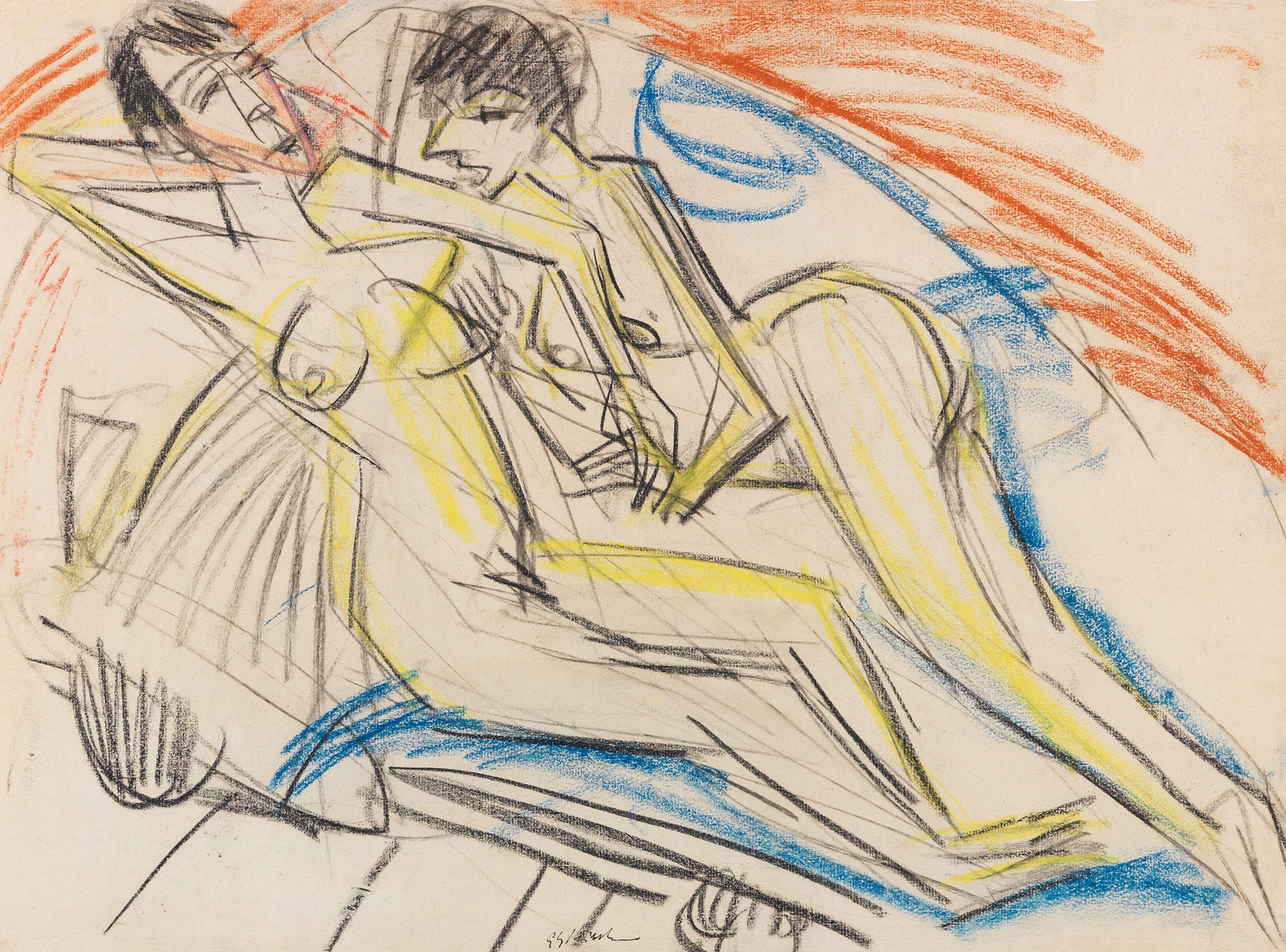 Zwei nackte Mädchen auf dem Bett (1913)