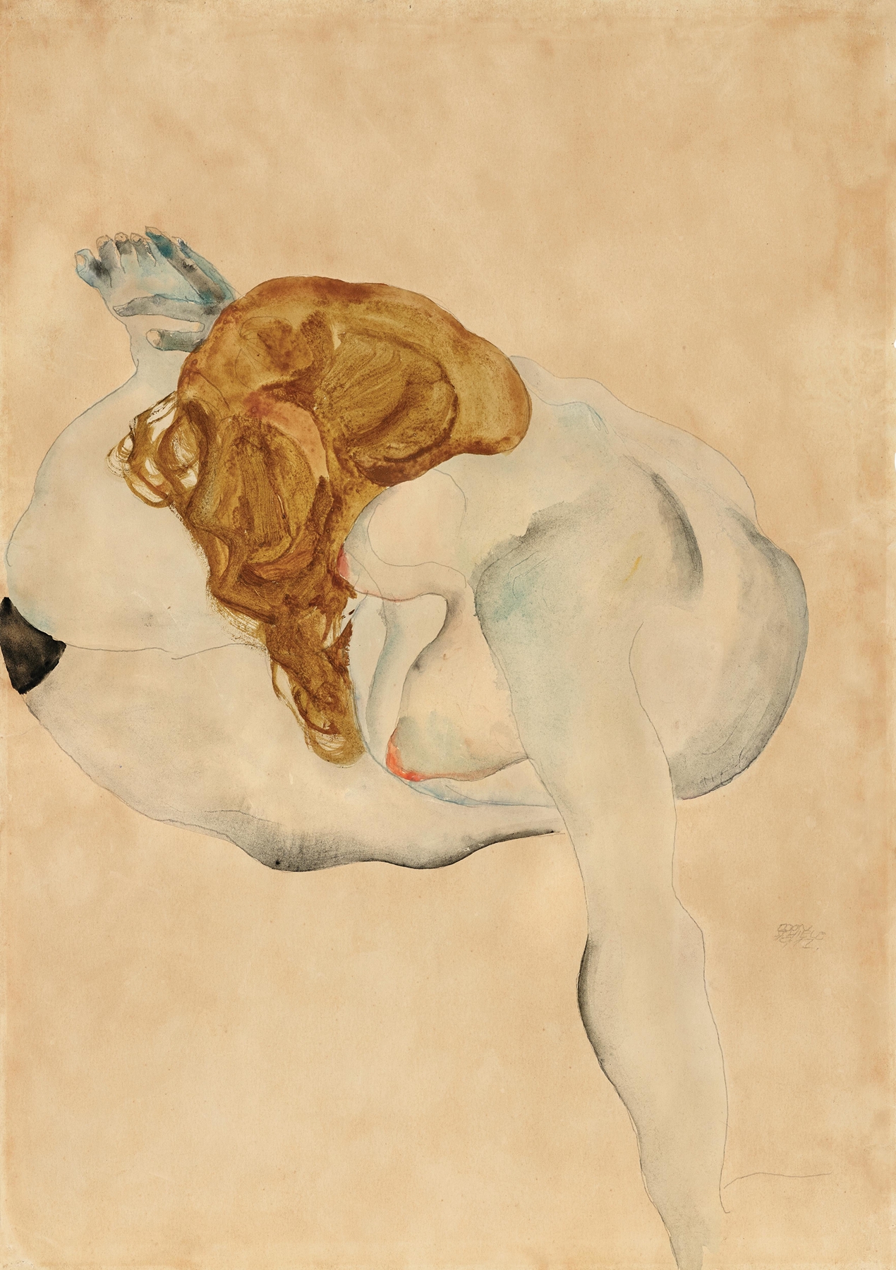 Weiblicher Akt auf ihren Arm gestützt (Female nude leaning on her arm) (1912)