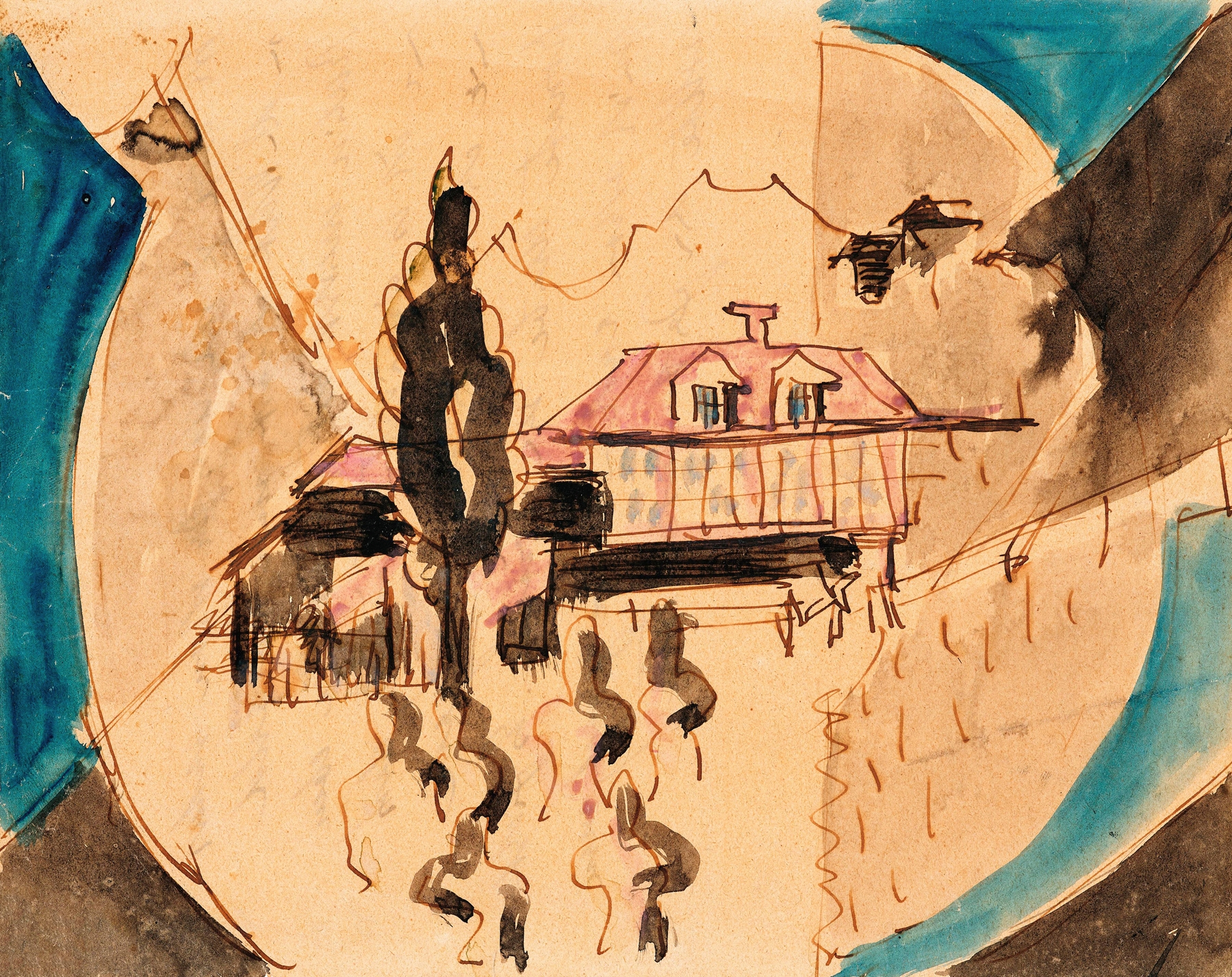 Violettes Haus vor Schneeberg, (Violet House on the Snow Mountains) (1938)