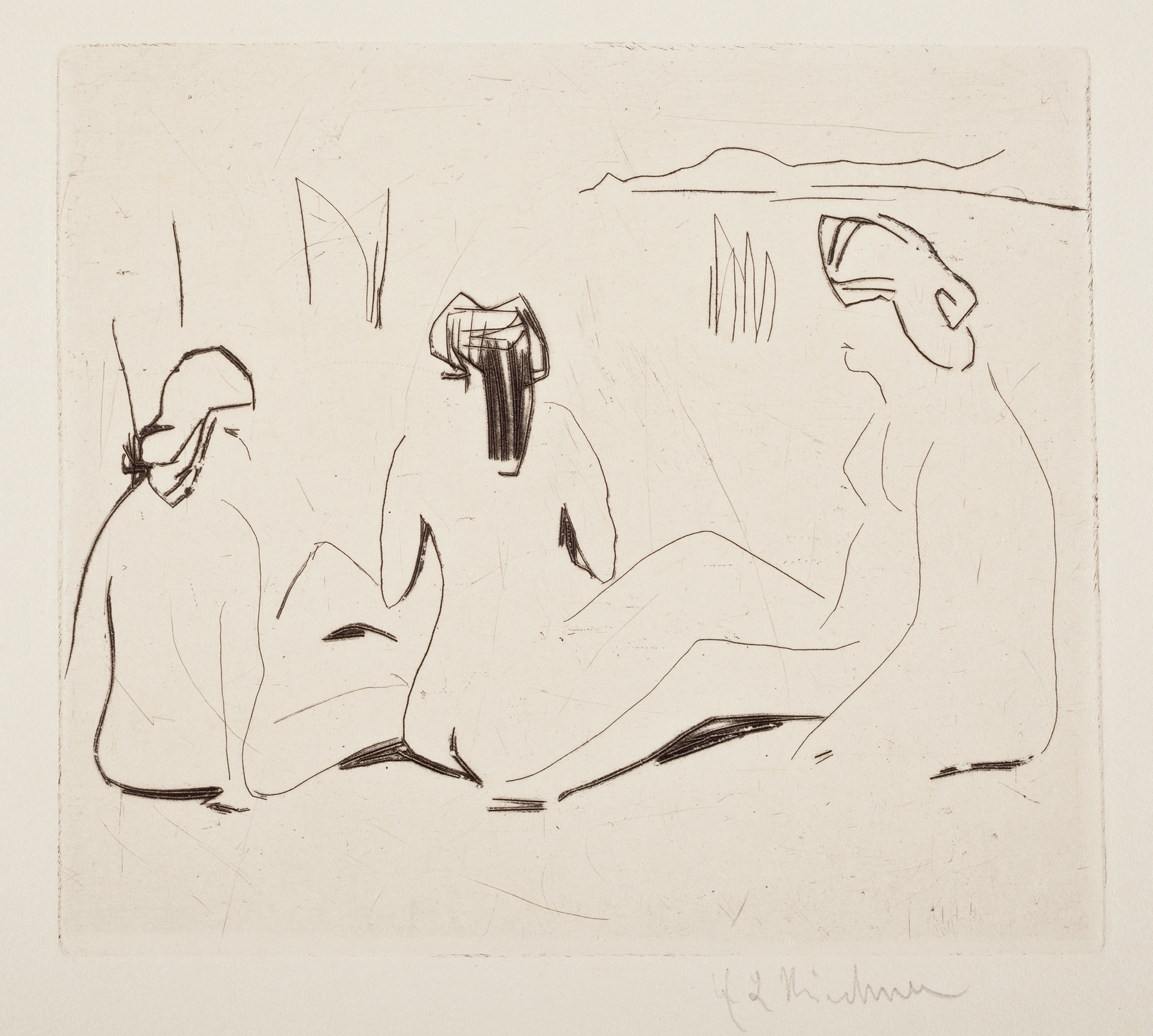 Three bathers at the Moritzburg Lakes (1910)