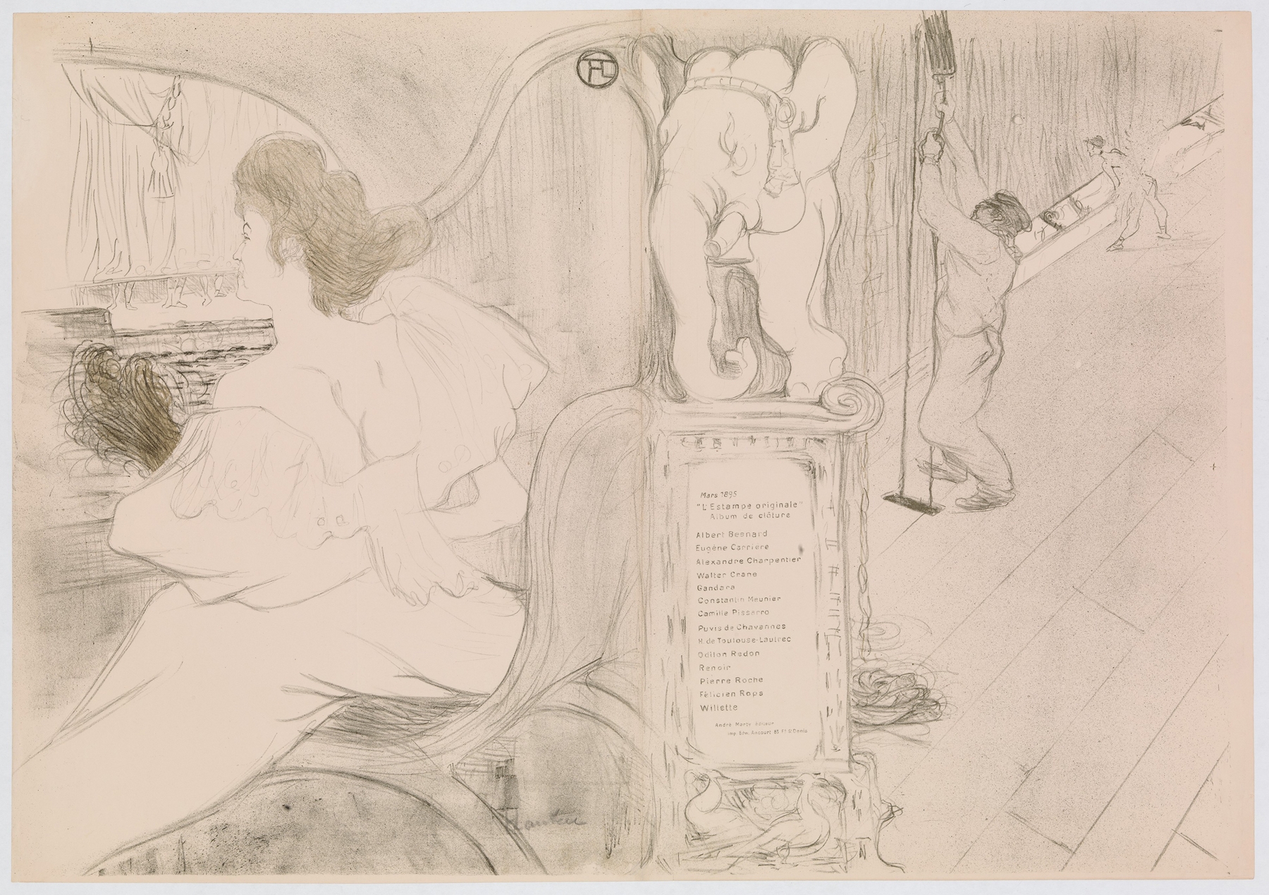 At the Curtain (Au Rideau), from ‘L’Estampe Originale’ (1895)