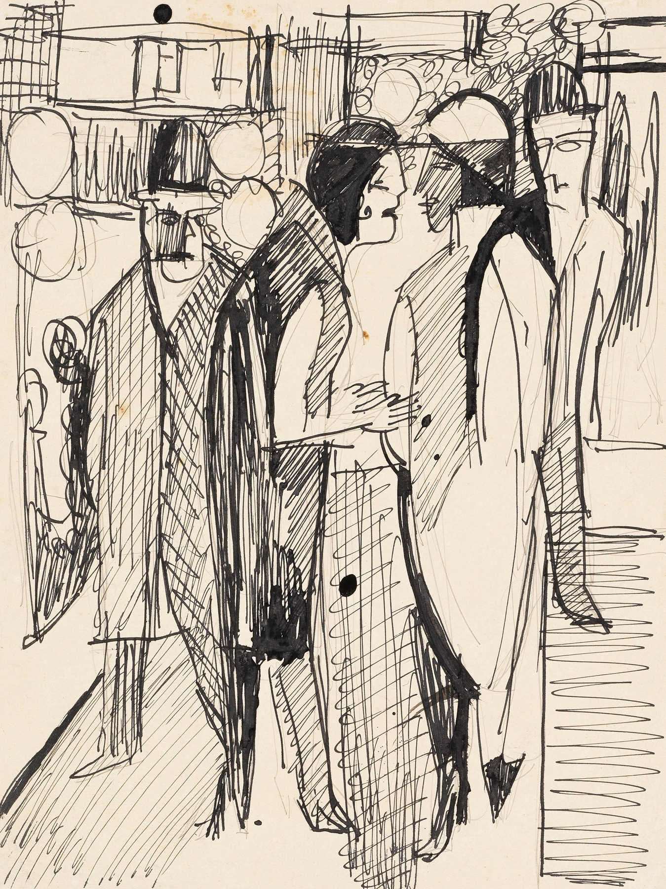 Straßenszene (Passanten auf der Straße) (1928)