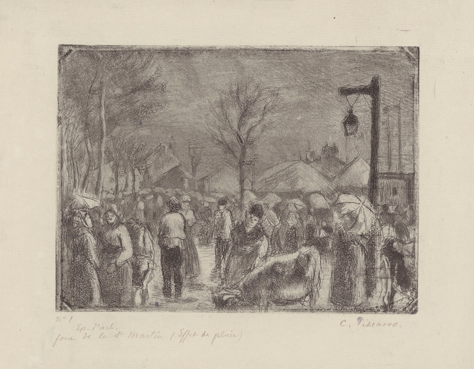 Foire de la Saint-Martin (à Pontoise), effet de pluie (1879)