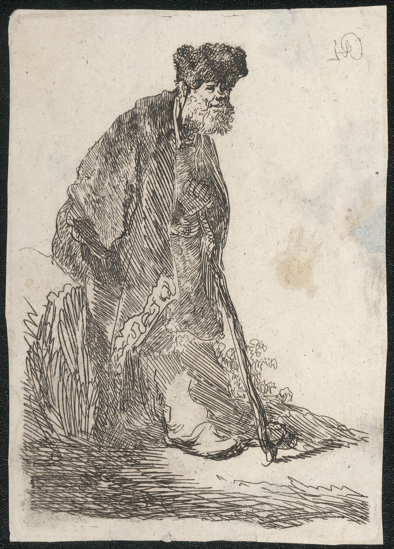 Staande man met een lange mantel en een bontmuts (1628-1632)