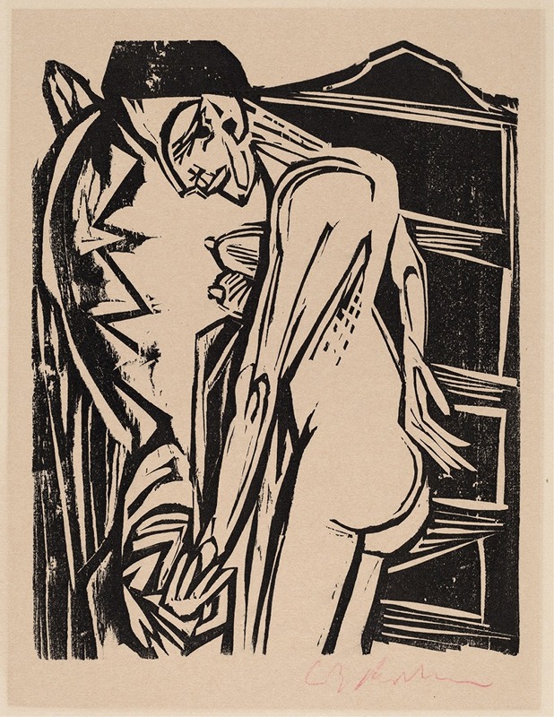 Ernst Ludwig Kirchner - Female Nude Before a Cabinet