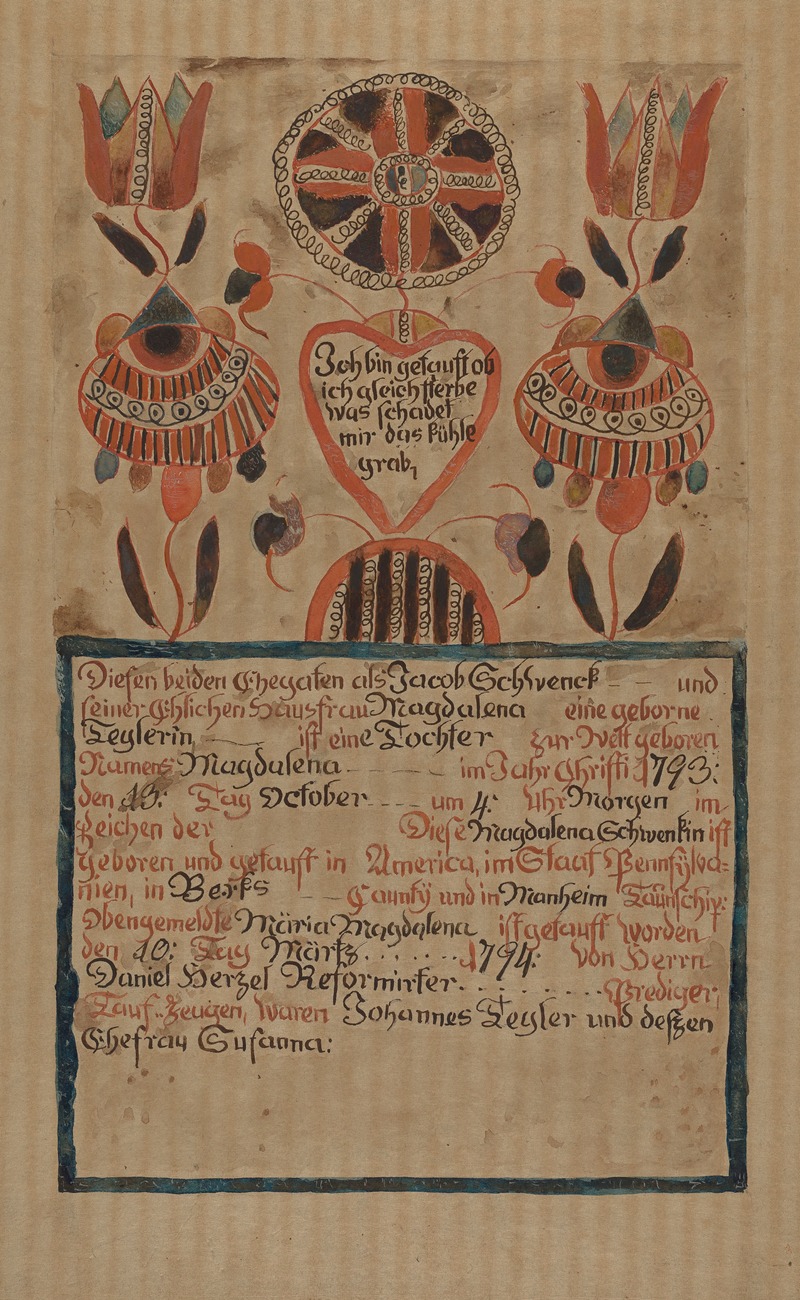 Albert Levone - Pa. German Birth Certificate
