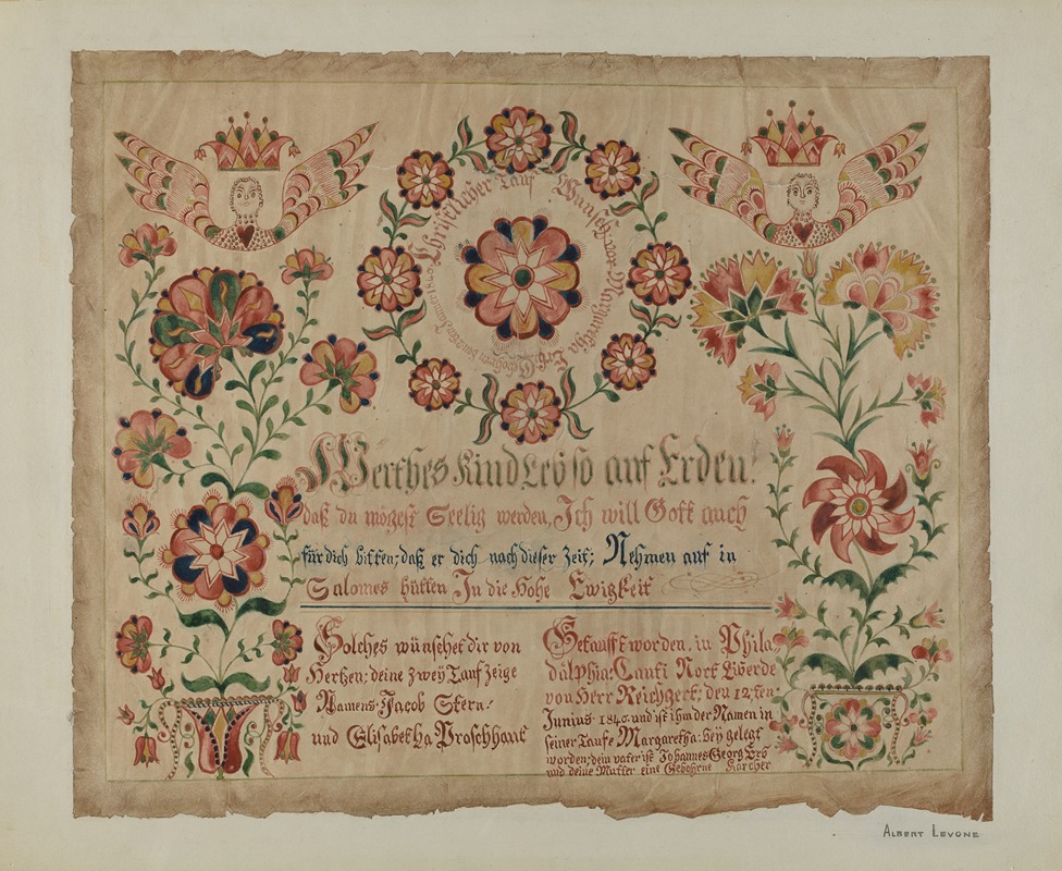 Albert Levone - Pa. German Birth Certificate