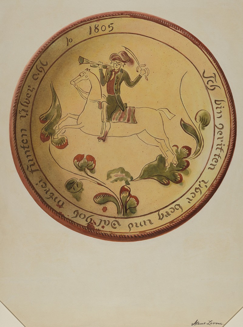 Albert Levone - Plate with Soldier on Horseback