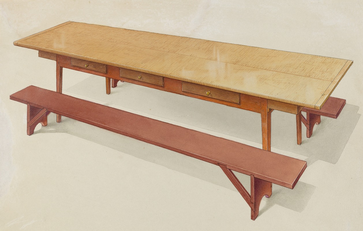 Alfred H. Smith - Shaker Refectory Table with Benches