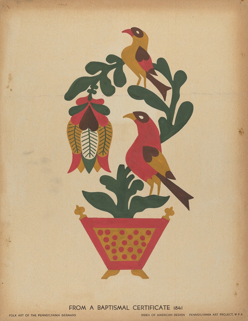 American 20th Century - Drawing for Plate 12 – From the Portfolio Folk Art of Rural Pennsylvania