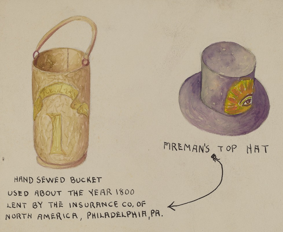 American 20th Century - Fireman’s Hat and Bucket