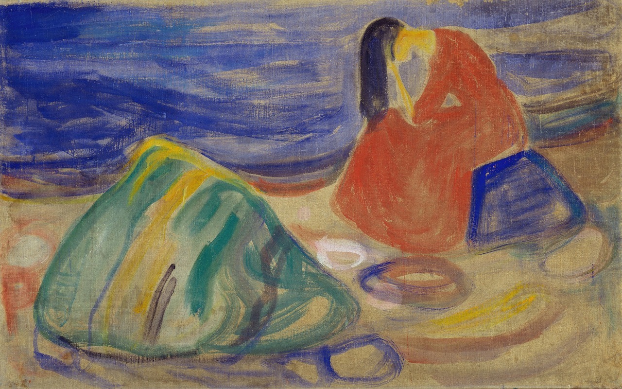 Edvard Munch - Melancholy. Weeping Woman on the Beach
