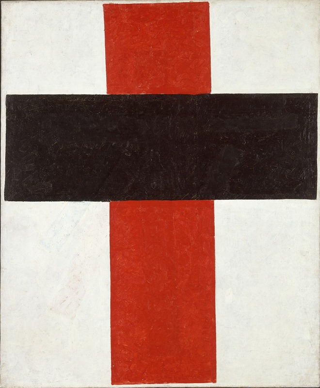 Kazimir Malevich - Large cross in black over red on white