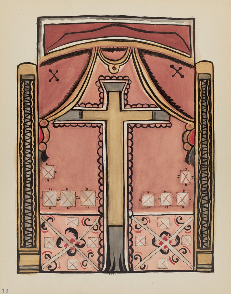 American 20th Century - Plate 13 – Designs with Cross, Chimayo – From Portfolio Spanish Colonial Designs of New Mexico