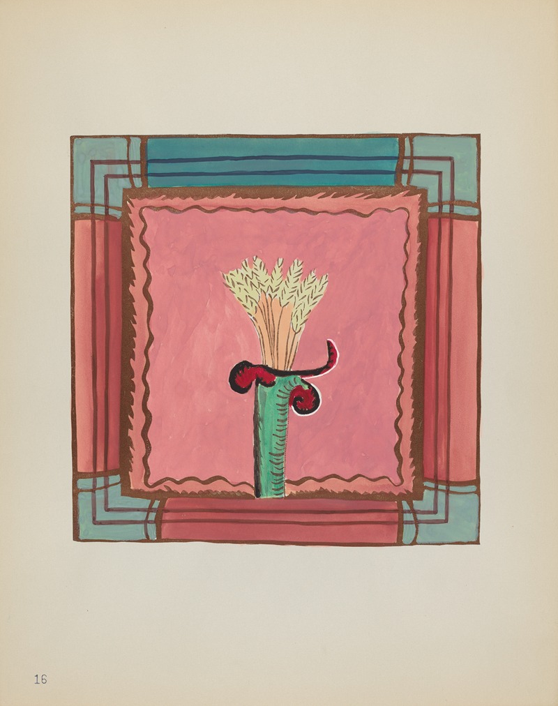 American 20th Century - Plate 16 – Wheat Sheaf, Altar Panel – From Portfolio Spanish Colonial Designs of New Mexico