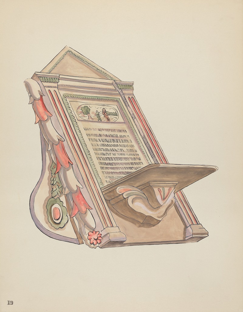 American 20th Century - Plate 19 – Reading Stand – From Portfolio Spanish Colonial Designs of New Mexico