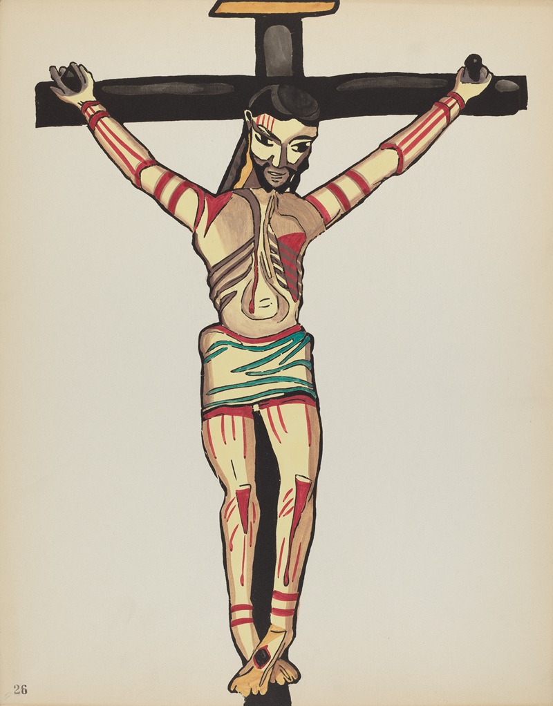 American 20th Century - Plate 26 – Christ Crucified, Taos – From Portfolio Spanish Colonial Designs of New Mexico