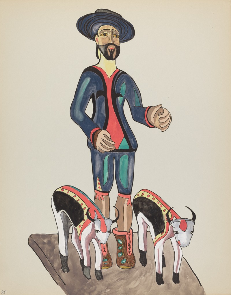 American 20th Century - Plate 30 – Saint Isidore – From Portfolio Spanish Colonial Designs of New Mexico