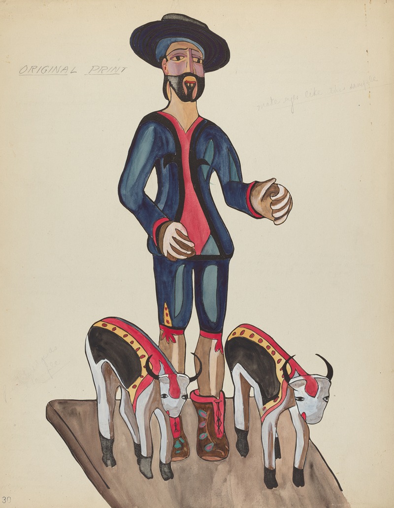 American 20th Century - Plate 30 – Saint Isidore – From Portfolio Spanish Colonial Designs of New Mexico