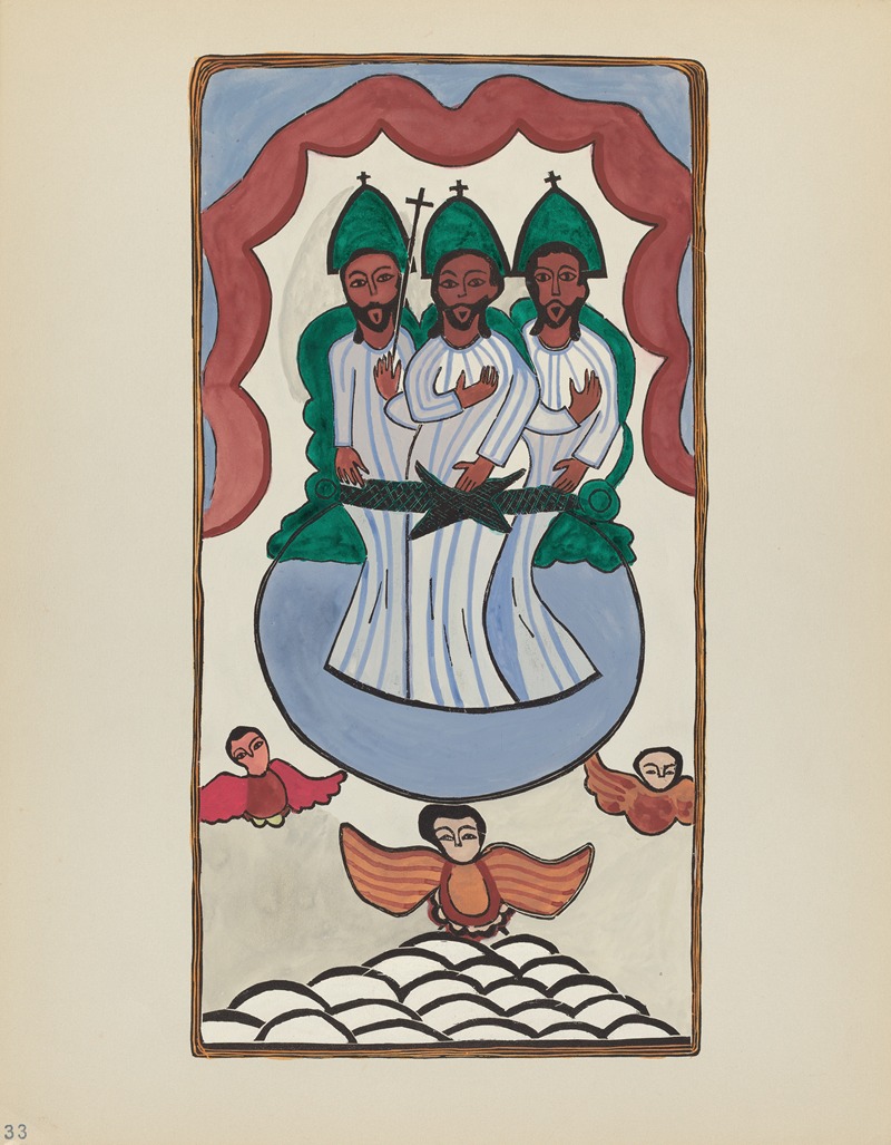 American 20th Century - Plate 33 – The Holy Trinity – From Portfolio Spanish Colonial Designs of New Mexico