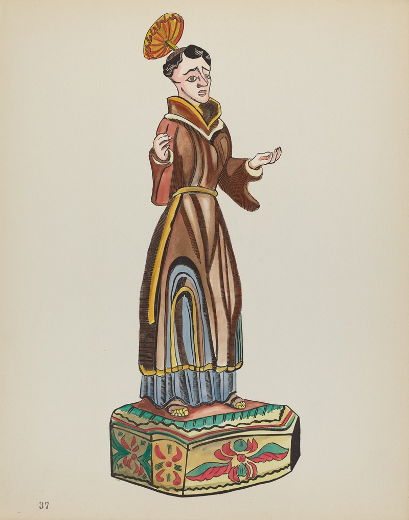 American 20th Century - Plate 37 – Saint Anthony – From Portfolio Spanish Colonial Designs of New Mexico