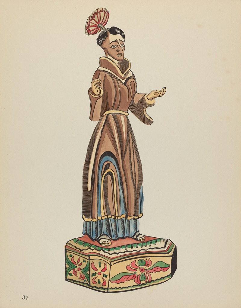 American 20th Century - Plate 37 – St. Anthony Bulto – From Portfolio Spanish Colonial Designs of New Mexico