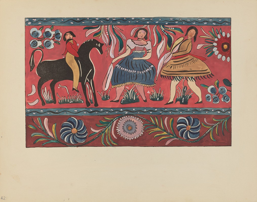 American 20th Century - Plate 42 – Painted Chest Design – From Portfolio Spanish Colonial Designs of New Mexico