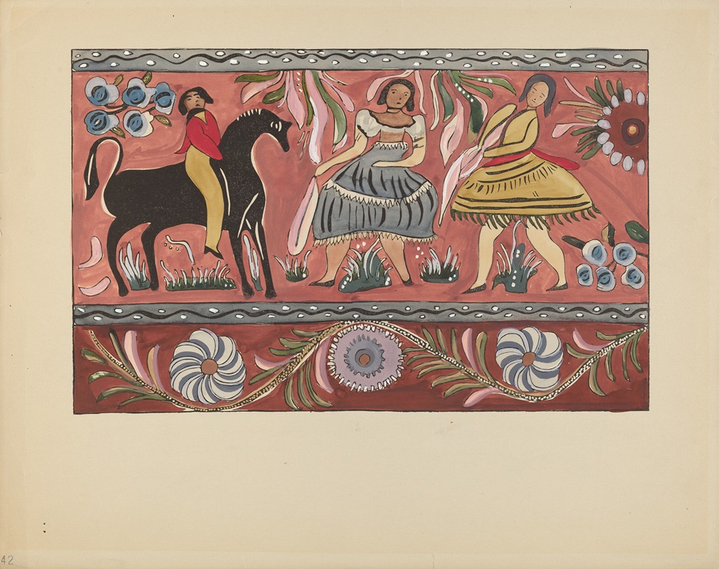 American 20th Century - Plate 42 – Painted Chest Design – From Portfolio Spanish Colonial Designs of New Mexico