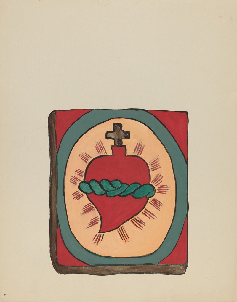 American 20th Century - Plate 50 – Sacred Heart – From Portfolio Spanish Colonial Designs of New Mexico