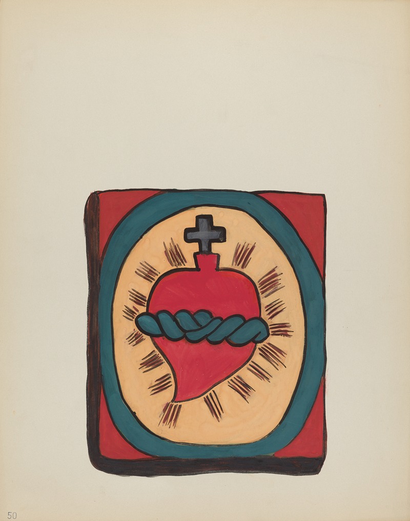 American 20th Century - Plate 50 – Sacred Heart – From Portfolio Spanish Colonial Designs of New Mexico