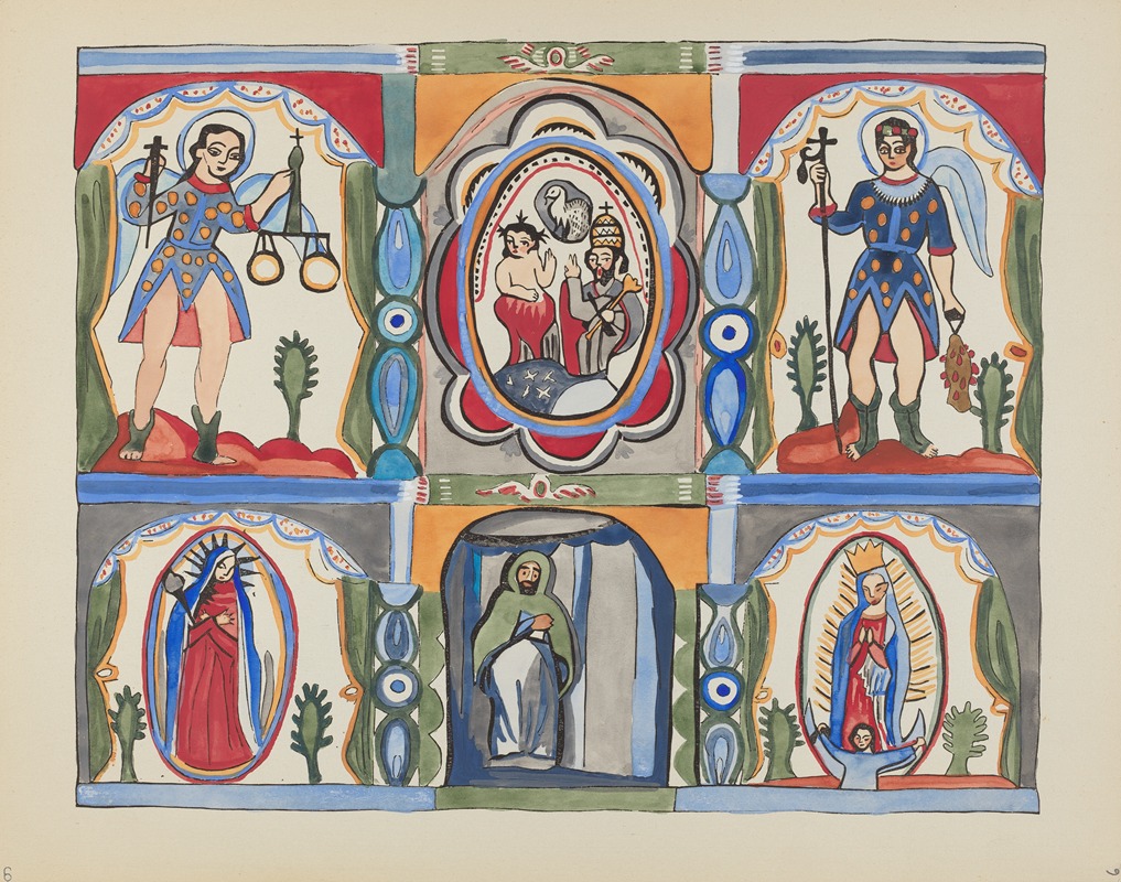 American 20th Century - Plate 6 – Chapel Altarpiece, Santa Cruz – From Portfolio Spanish Colonial Designs of New Mexico