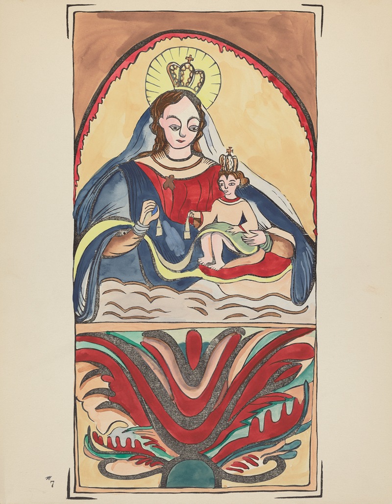 American 20th Century - Plate 7 – Our Lady of Mt. Carmel – From Portfolio Spanish Colonial Designs of New Mexico