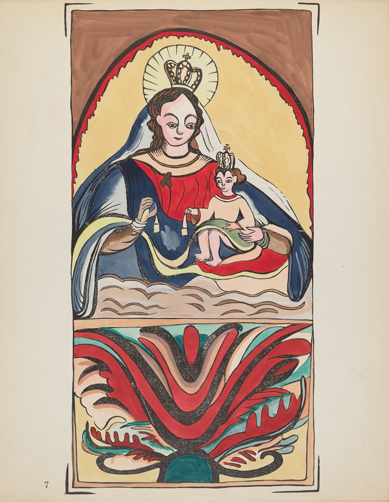 American 20th Century - Plate 7 – Our Lady of Mt. Carmel – From Portfolio Spanish Colonial Designs of New Mexico